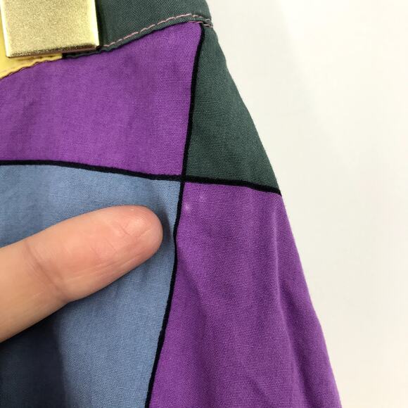 SWF Cuixmala Wrap Maxi Skirt M High Waist Pastel Check Geometric Cotton A-Line - Picture 5 of 10